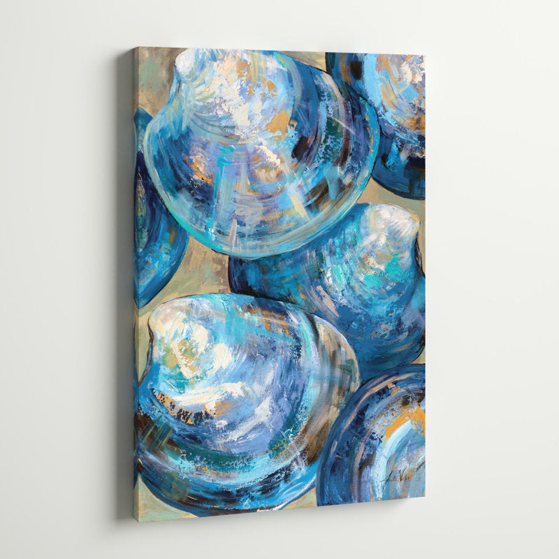 Elegant Blue Shells Oil Painting for Coastal Home Decor