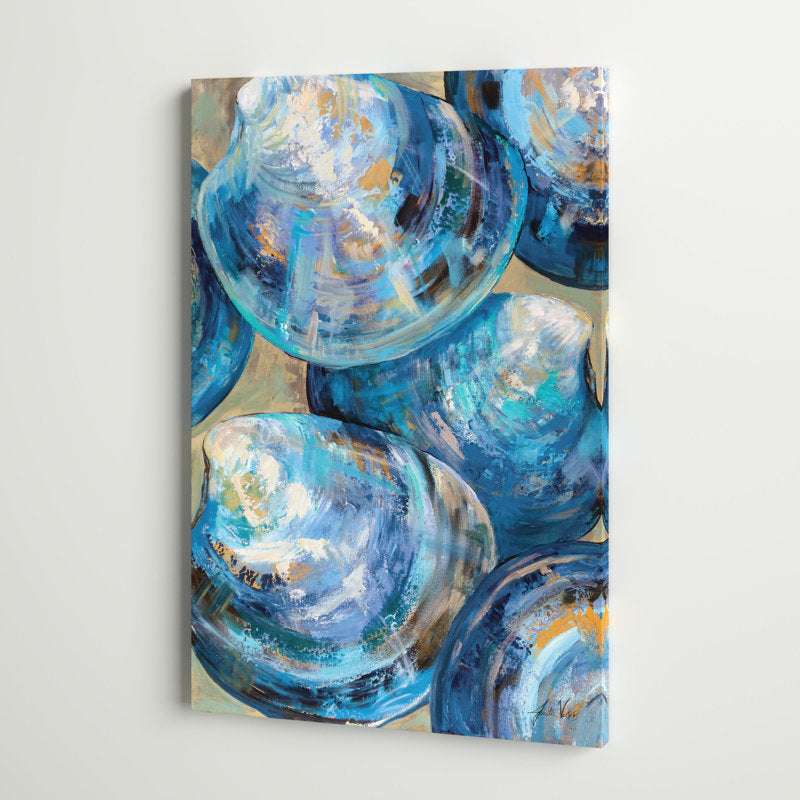 Elegant Blue Shells Oil Painting for Coastal Home Decor
