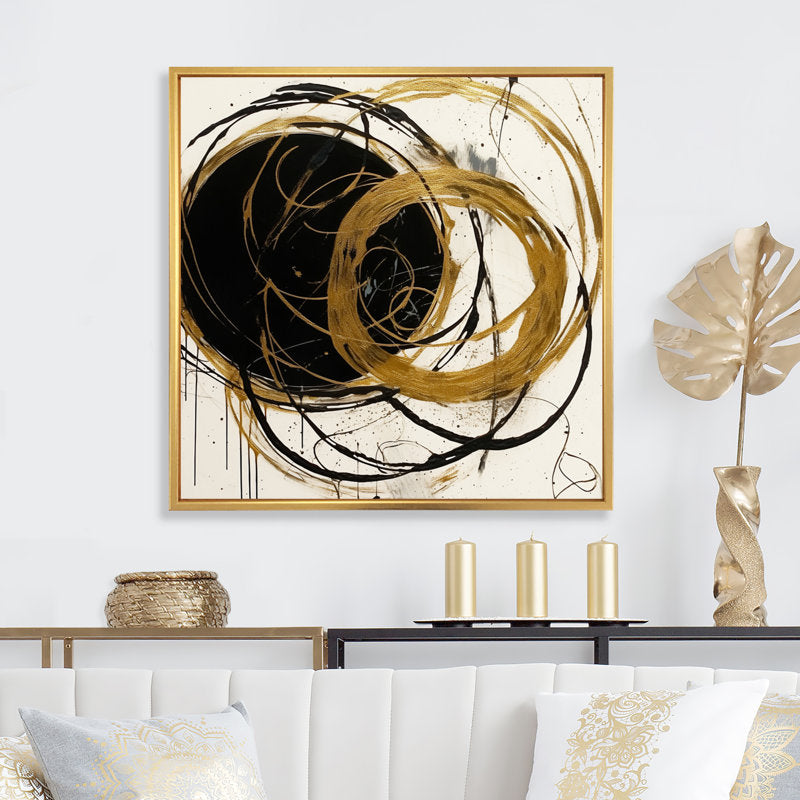 Abstract Black and Gold Swirls - Modern Wall Art for Elegant Home Decor