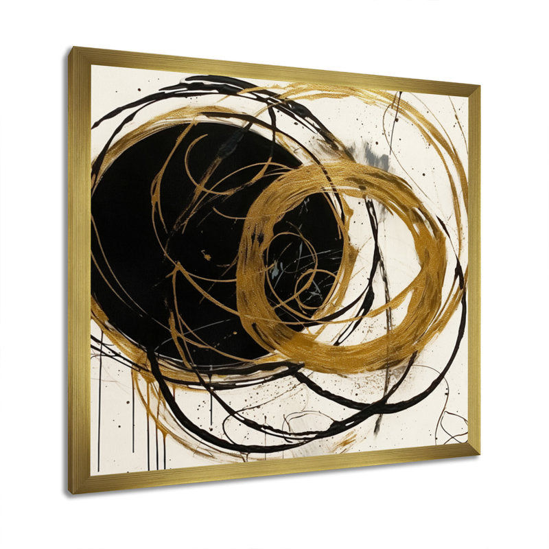 Abstract Black and Gold Swirls - Modern Wall Art for Elegant Home Decor
