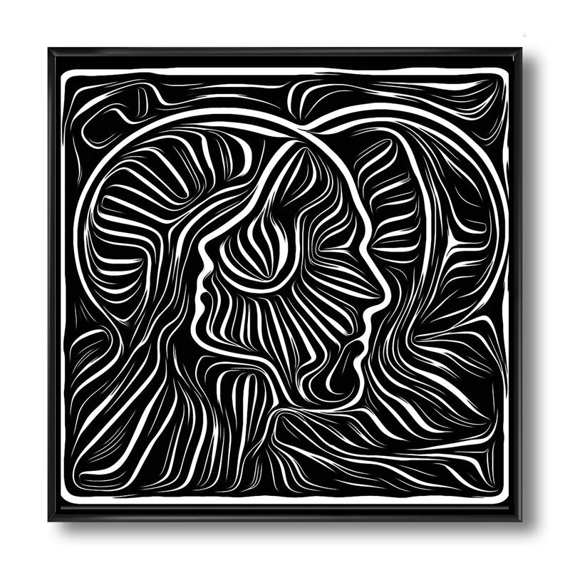 Abstract Black and White Awareness Portrait for Modern Home Decor