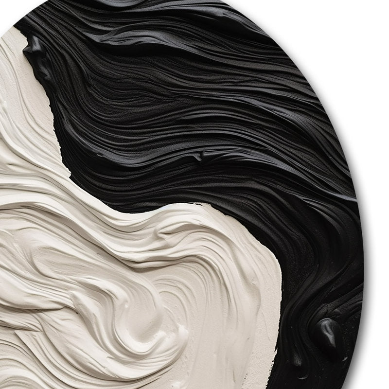 Elegant Black and White Abstract Oil Painting for Modern Home Decor