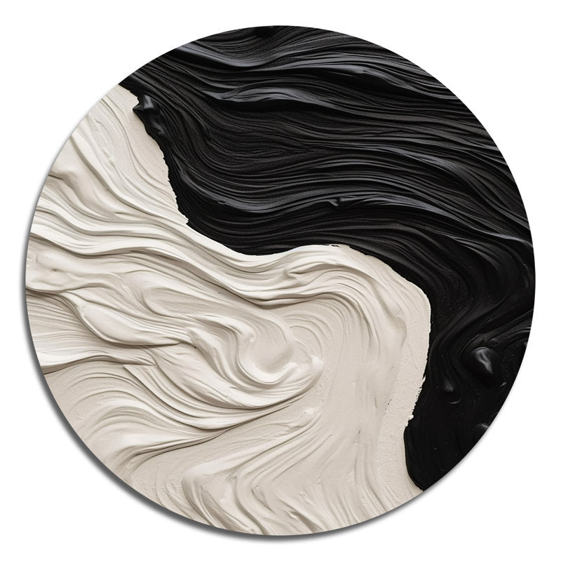 Elegant Black and White Abstract Oil Painting for Modern Home Decor