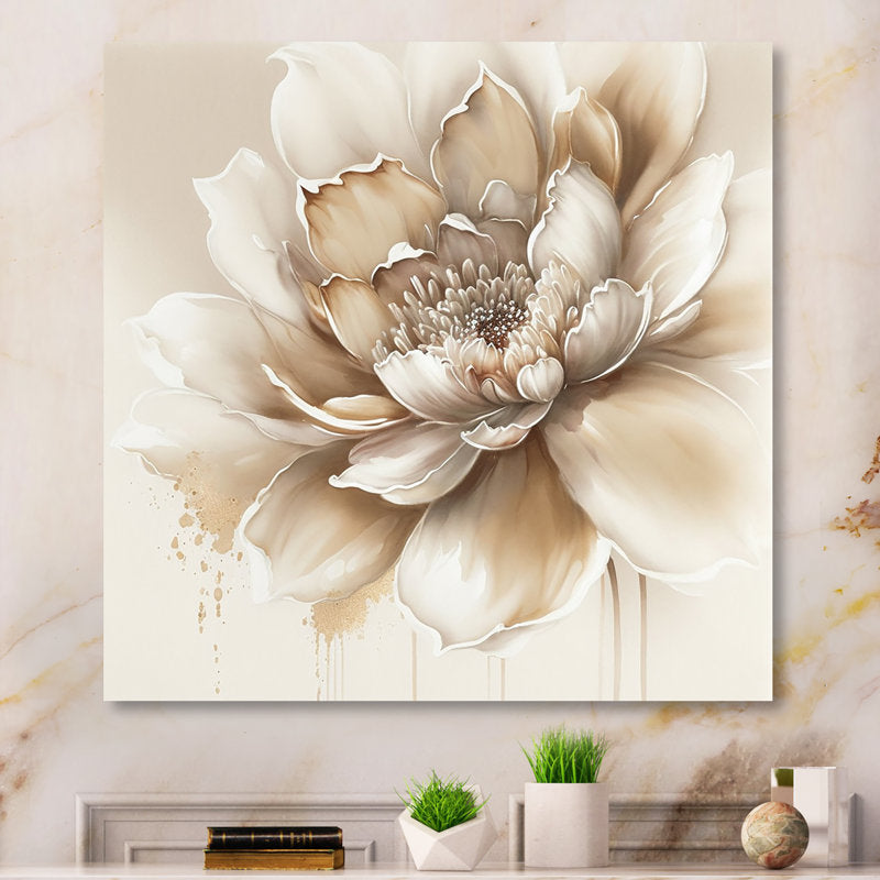 Elegant Beige Floral Oil Painting for Modern Home Decor
