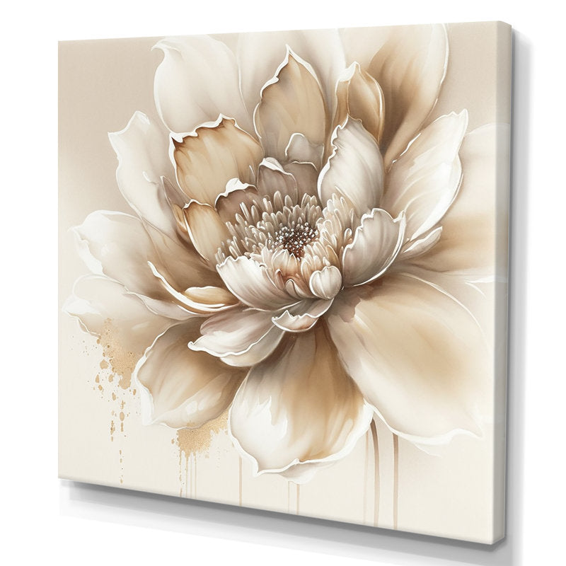 Elegant Beige Floral Oil Painting for Modern Home Decor