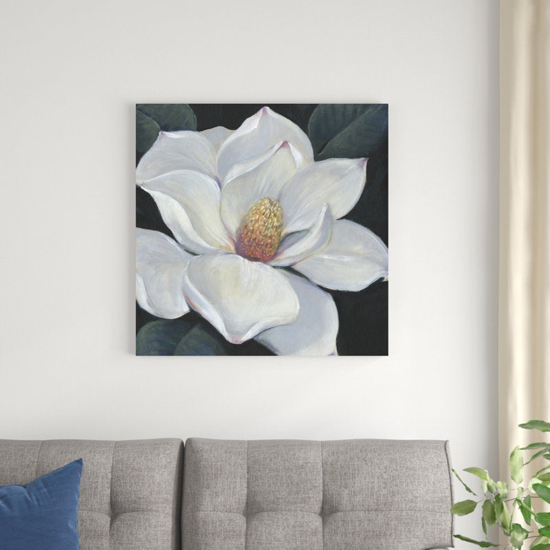 Stunning White Magnolia Flower Oil Painting