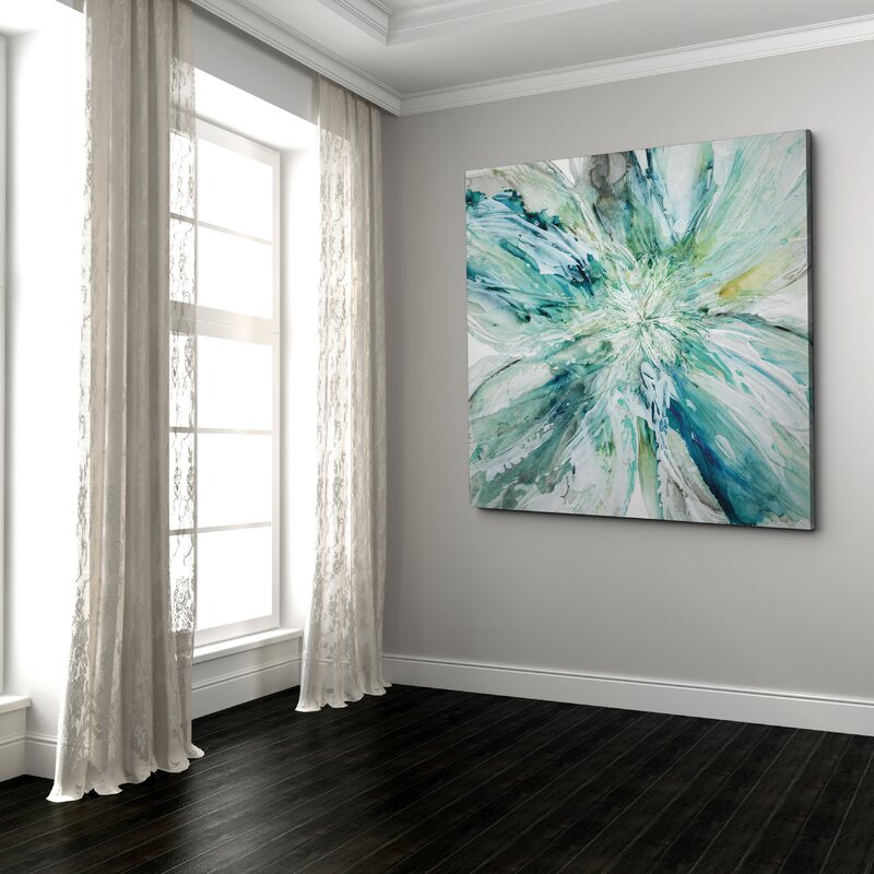 Vibrant Floral Burst: Serene Abstract Oil Painting for Home Decor