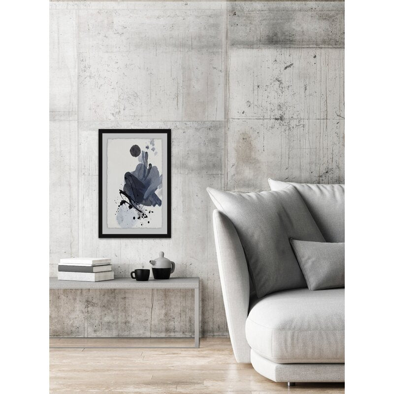 Contemporary Blue and Black Abstract Splash Oil Painting Print