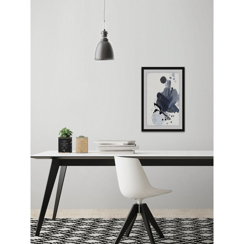 Contemporary Blue and Black Abstract Splash Oil Painting Print