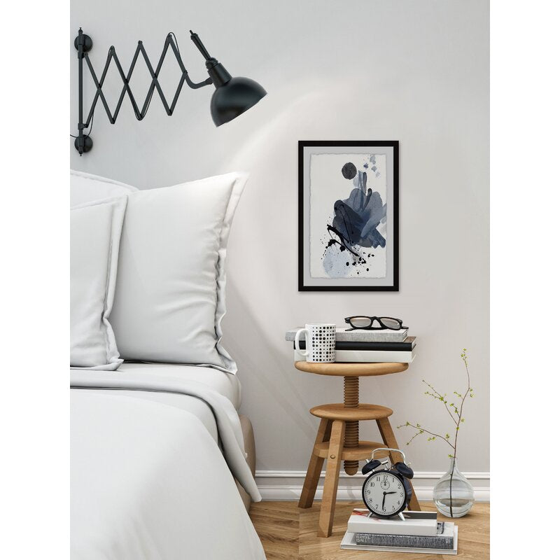 Contemporary Blue and Black Abstract Splash Oil Painting Print
