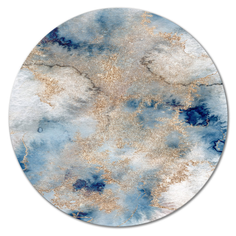 Blue and Gold Abstract Marble Clouds Art for Elegant Home Decor