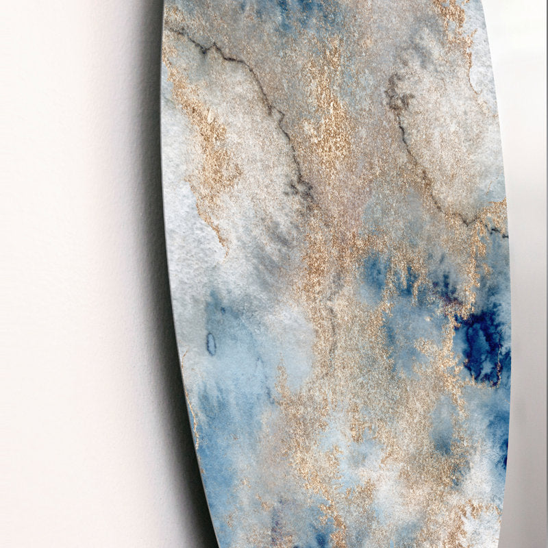 Blue and Gold Abstract Marble Clouds Art for Elegant Home Decor