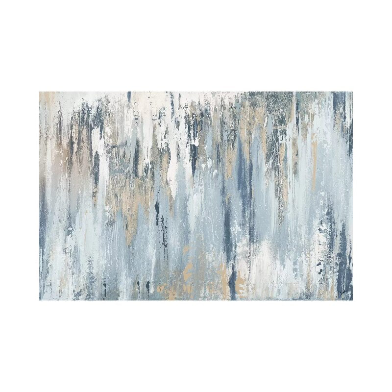 Serene Blue Abstract Oil Painting for Modern Home Decor