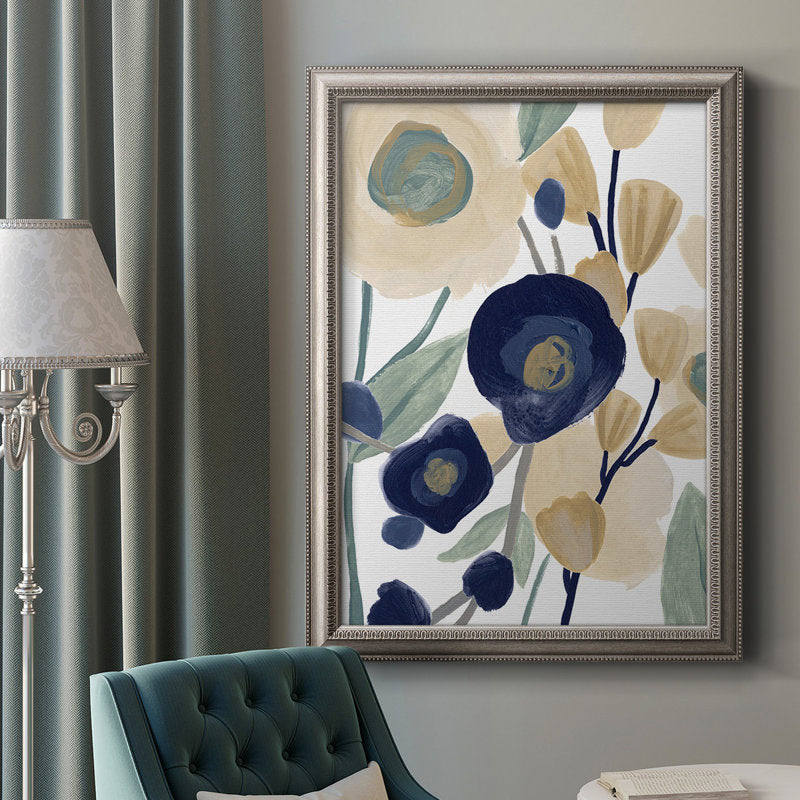 Elegant Blue Poppy Floral Canvas Art for Modern Home Decor