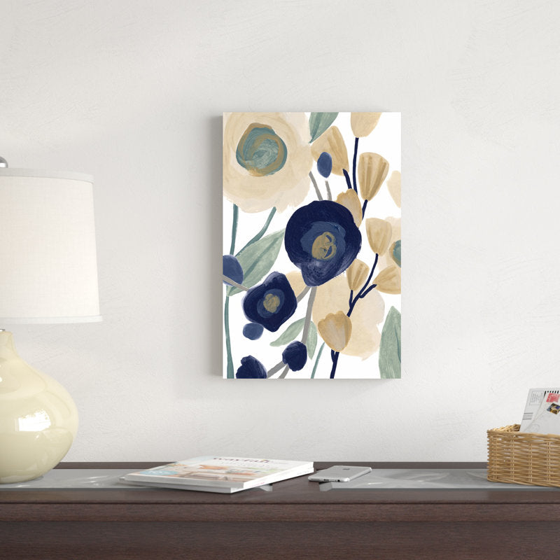 Blue Poppy Floral Abstract Art Print