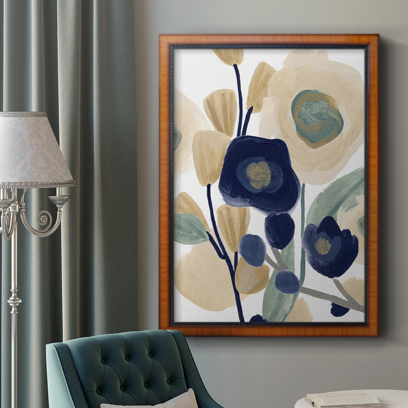 Floral Serenity: Abstract Blue Poppy Oil Painting for Elegant Home Decor