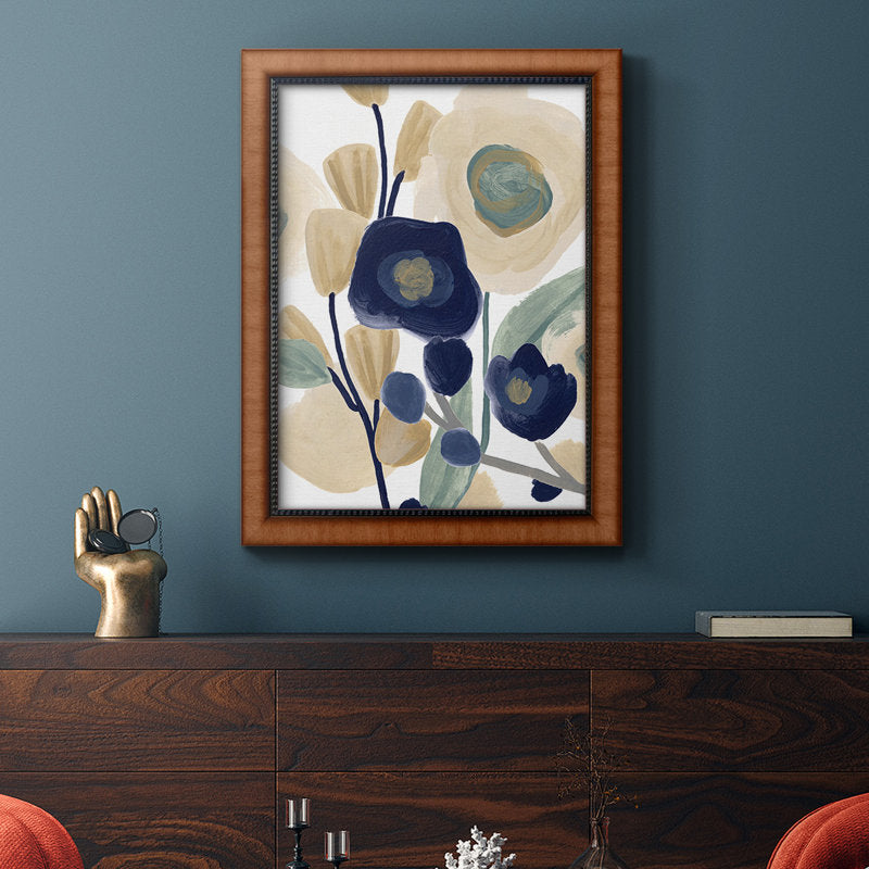 Floral Serenity: Abstract Blue Poppy Oil Painting for Elegant Home Decor