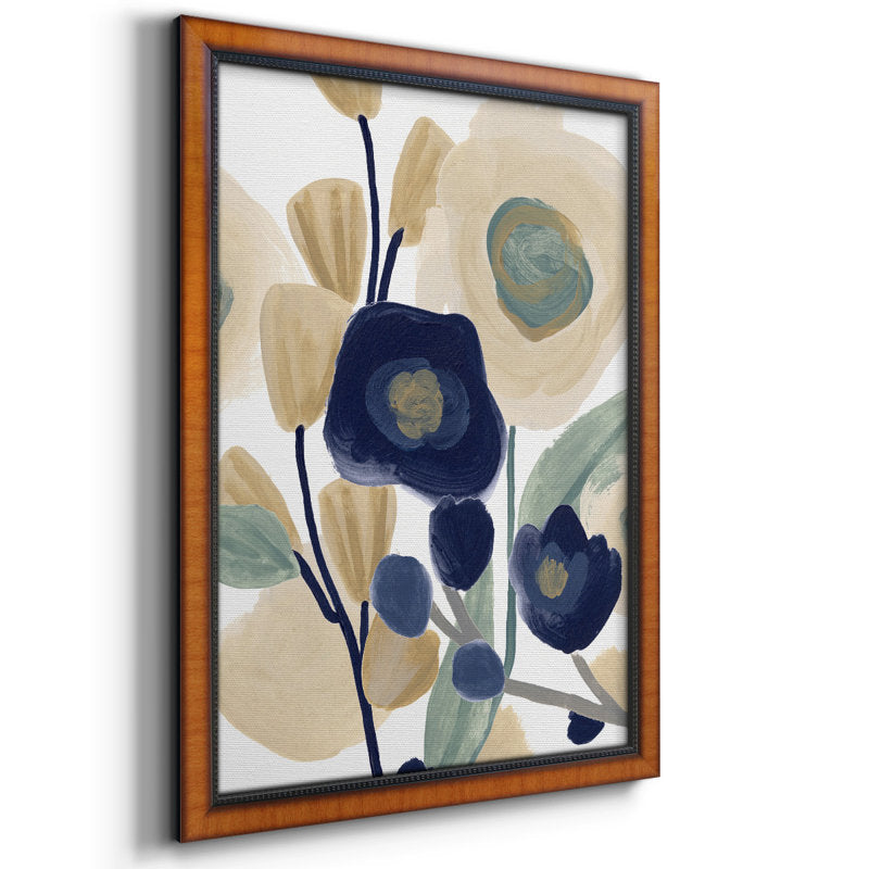 Floral Serenity: Abstract Blue Poppy Oil Painting for Elegant Home Decor