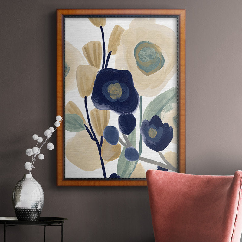 Floral Serenity: Abstract Blue Poppy Oil Painting for Elegant Home Decor