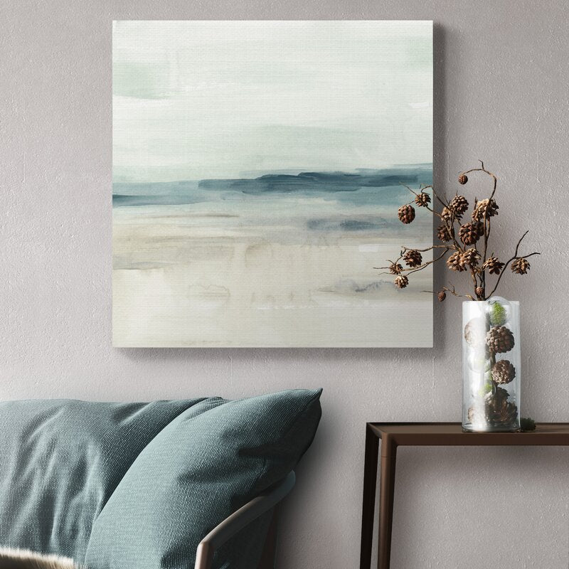 Serene Coastal Horizon in Soft Blue and Cream Tones