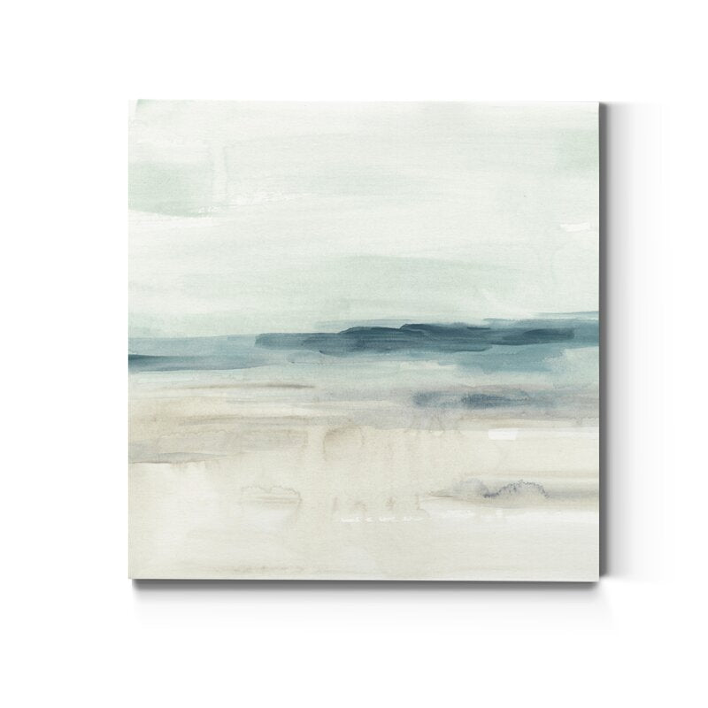 Serene Coastal Horizon in Soft Blue and Cream Tones