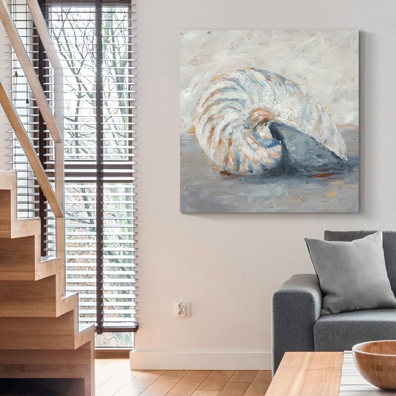 Elegant Nautilus Shell Oil Painting for Coastal Home Décor