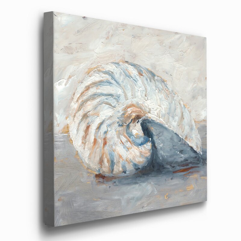 Elegant Nautilus Shell Oil Painting for Coastal Home Décor