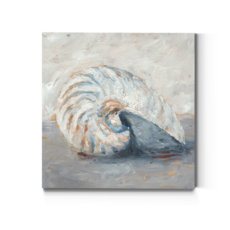 Elegant Nautilus Shell Oil Painting for Coastal Home Décor
