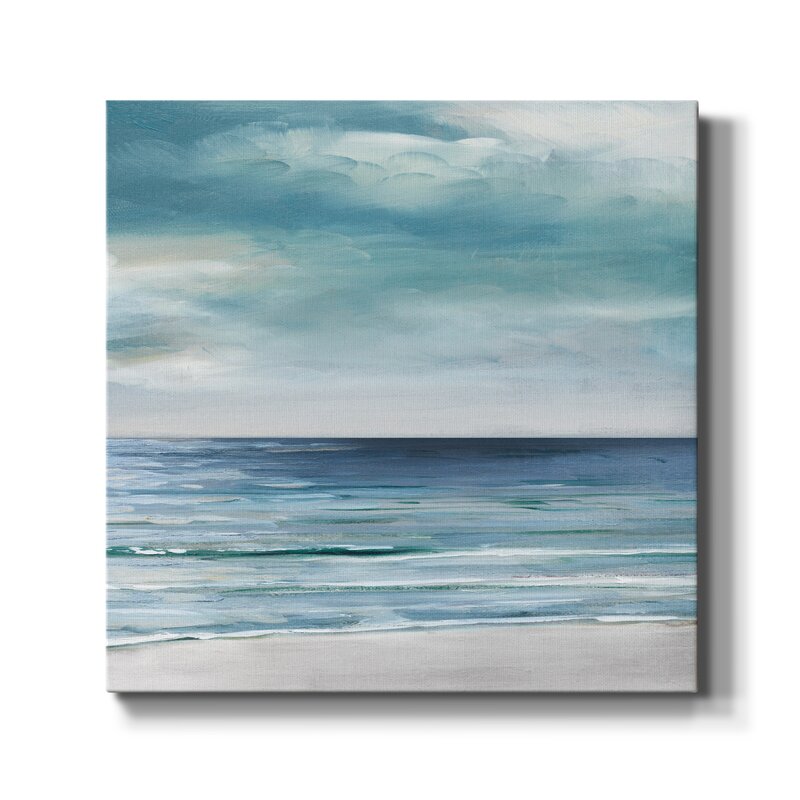 Coastal Serenity: Blue and Silver Ocean Waves Oil Painting for Tranquil Spaces