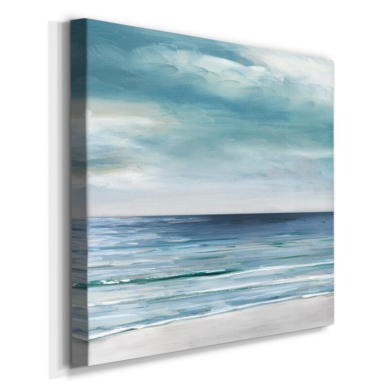 Coastal Serenity: Blue and Silver Ocean Waves Oil Painting for Tranquil Spaces