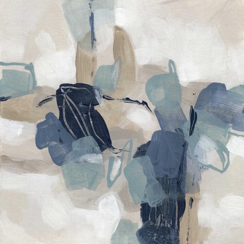 Abstract Blue and Beige Oil Painting for Modern Home Decor