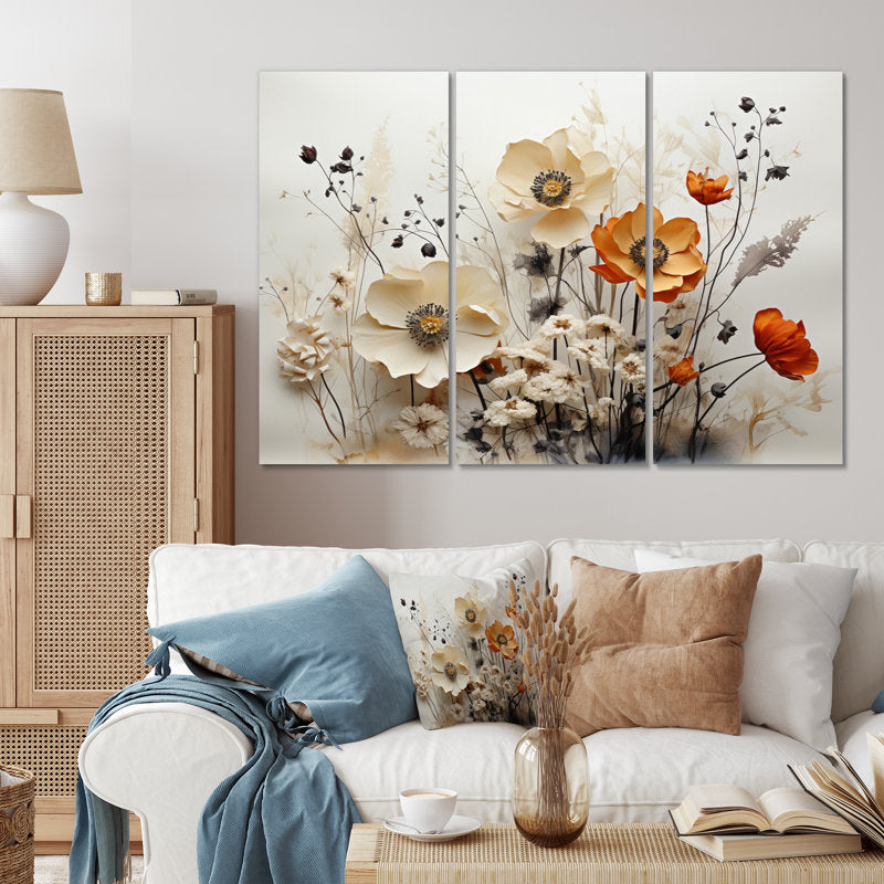 Elegant Floral Triptych for Modern Home Décor