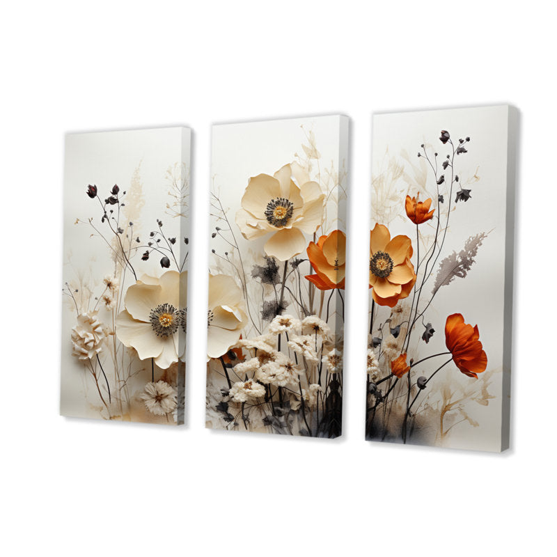 Elegant Floral Triptych for Modern Home Décor