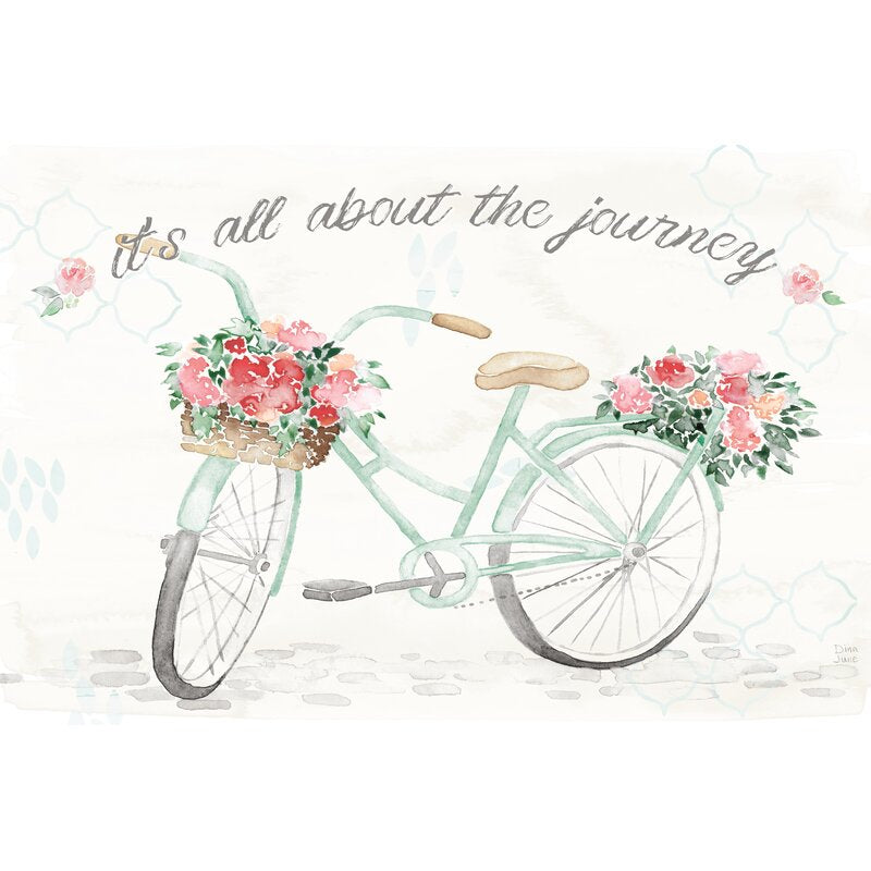 Floral Bicycle Journey Art Print for Boho Home Decor