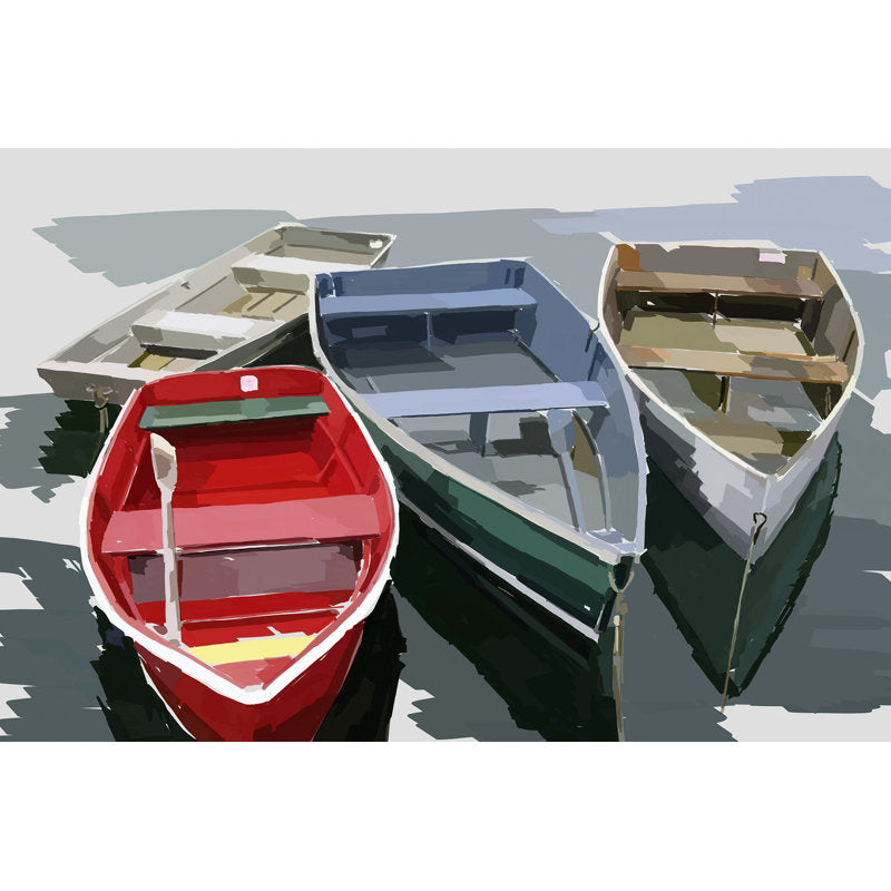 Vibrant Coastal Boats Oil Painting