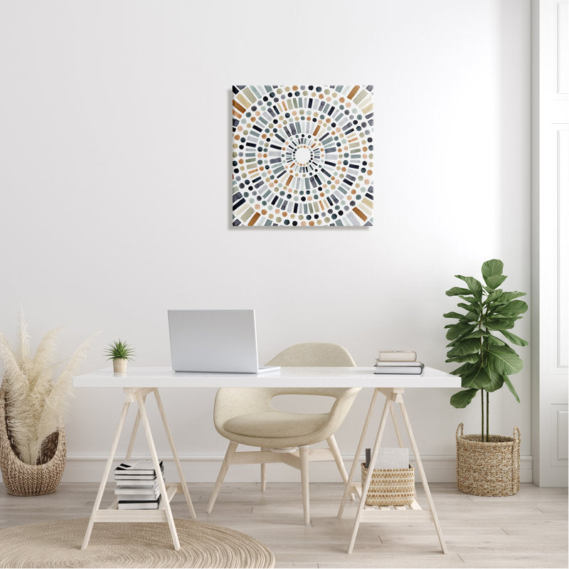 Rustic Abstract Circle Pattern Oil Painting for Modern Decor
