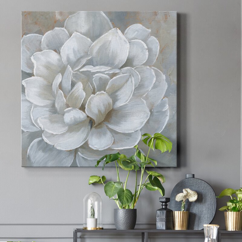 Elegant White Flower Oil Painting for Contemporary Home Decor