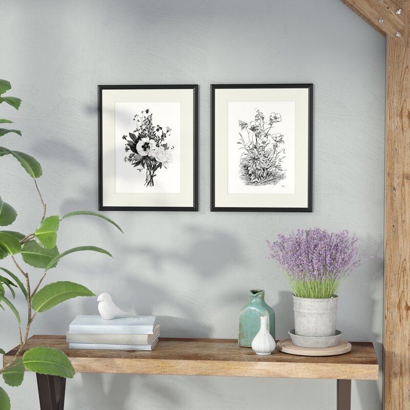 Elegant Black and White Botanical Oil Painting Set for Modern Home Decor