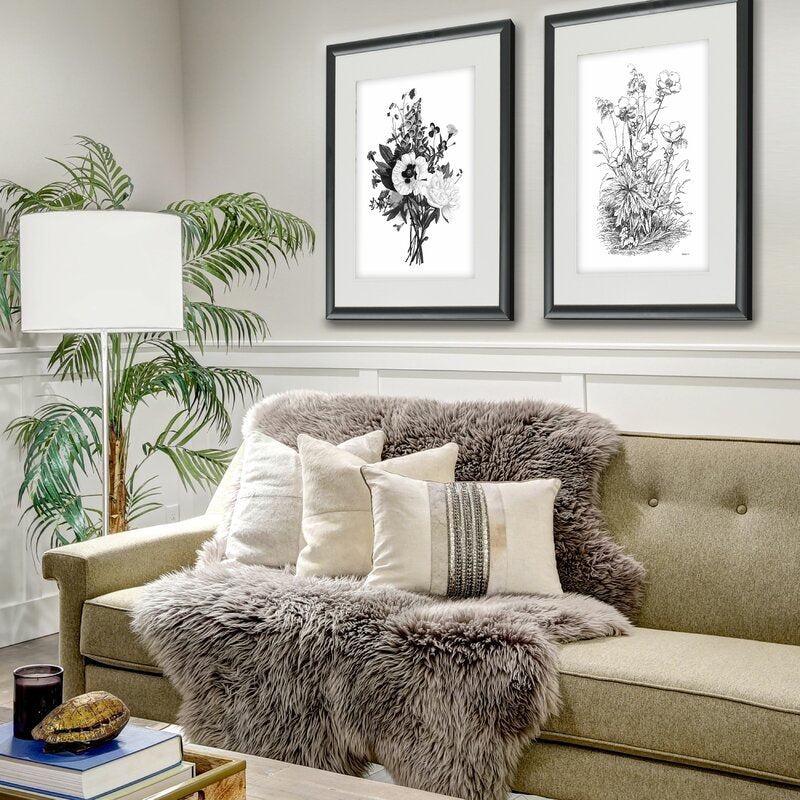 Elegant Black and White Botanical Oil Painting Set for Modern Home Decor