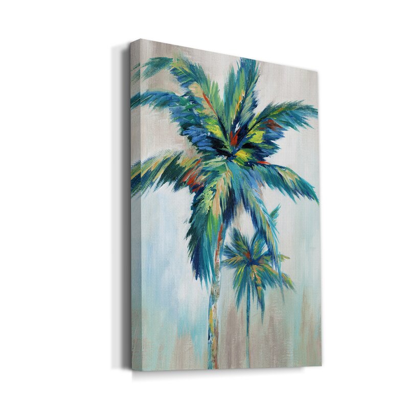 Vibrant Tropical Palm Trees Oil Painting for Coastal Home Decor