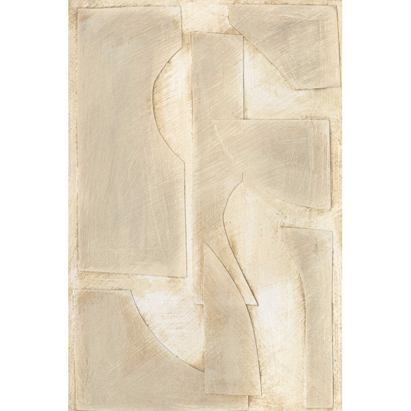 Elegant Buff Abstract Shapes Art for Modern Home Décor
