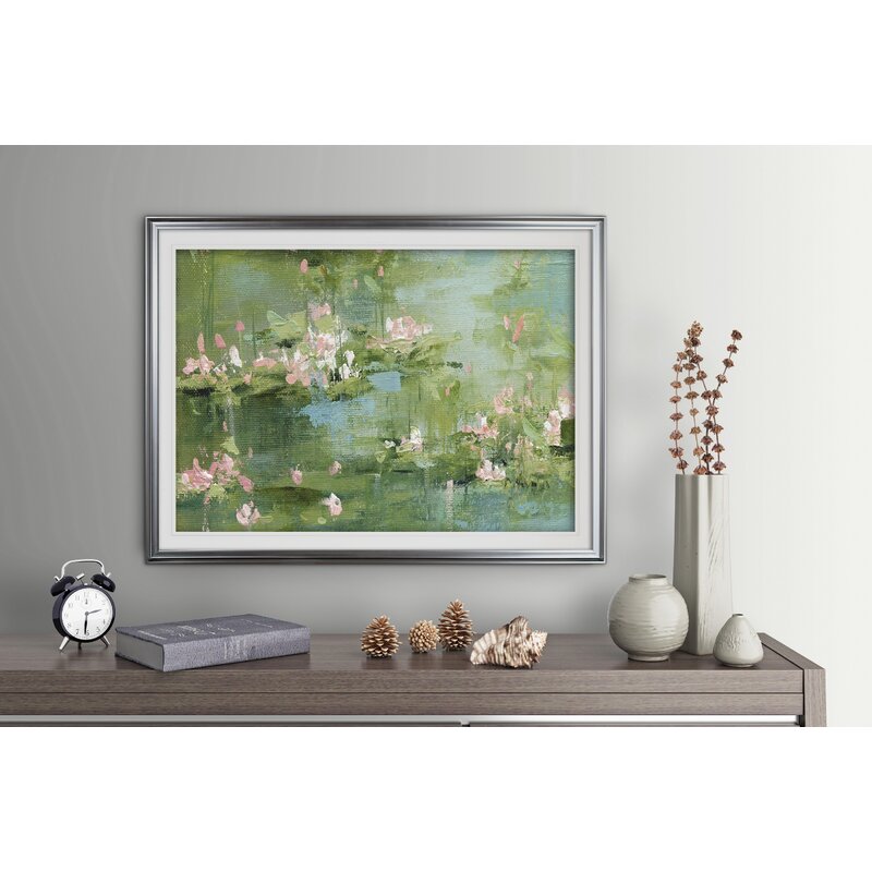 Serene Celadon Waterlilies Oil Painting for Tranquil Home Decor