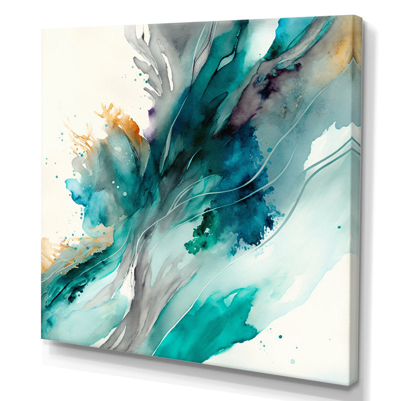 Vibrant Abstract Oil Painting in Turquoise and Blue Tones for Modern Decor