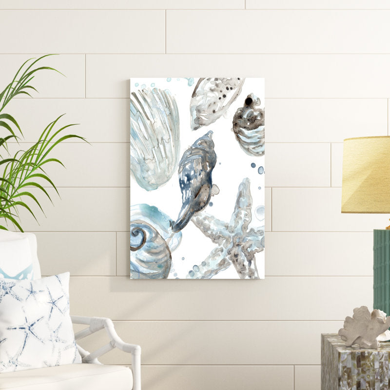 Coastal Serenity: Elegant Seashells Oil Painting