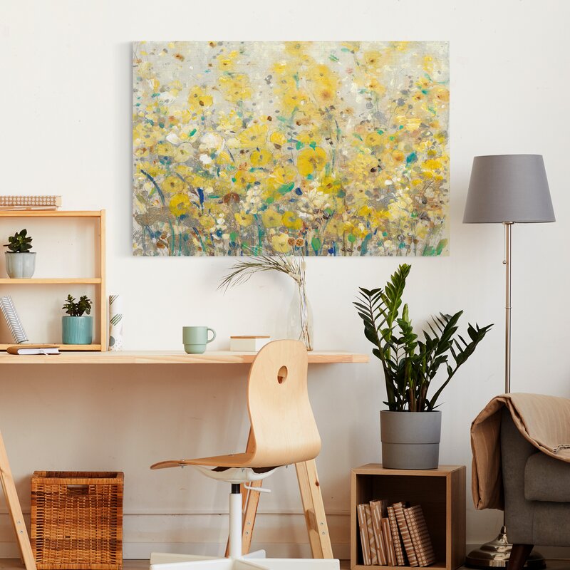 Vibrant Yellow Floral Landscape Oil Painting for Bright, Cheerful Decor