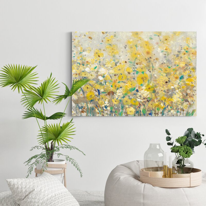 Vibrant Yellow Floral Landscape Oil Painting for Bright, Cheerful Decor