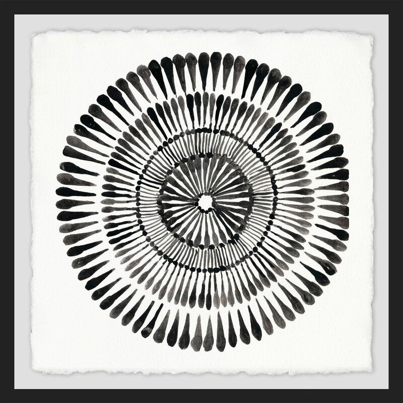 Elegant Black and White Circle Bloom Abstract Triptych Wall Art
