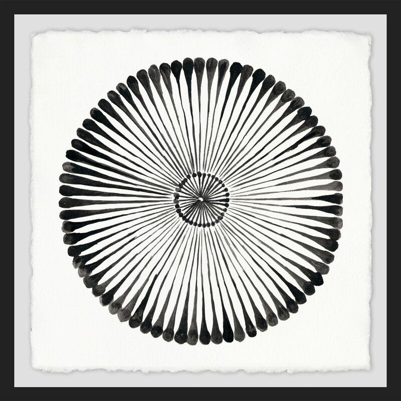 Elegant Black and White Circle Bloom Abstract Triptych Wall Art