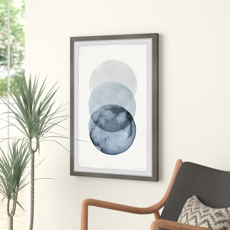 Abstract Blue Circle Overlap Oil Painting for Modern Home Decor