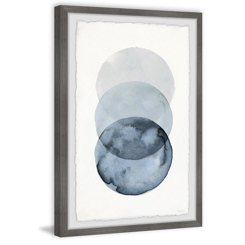 Abstract Blue Circle Overlap Oil Painting for Modern Home Decor